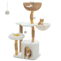Arbre à Chat Bois Blanc 123 cm — Couchage Fleur | Lys