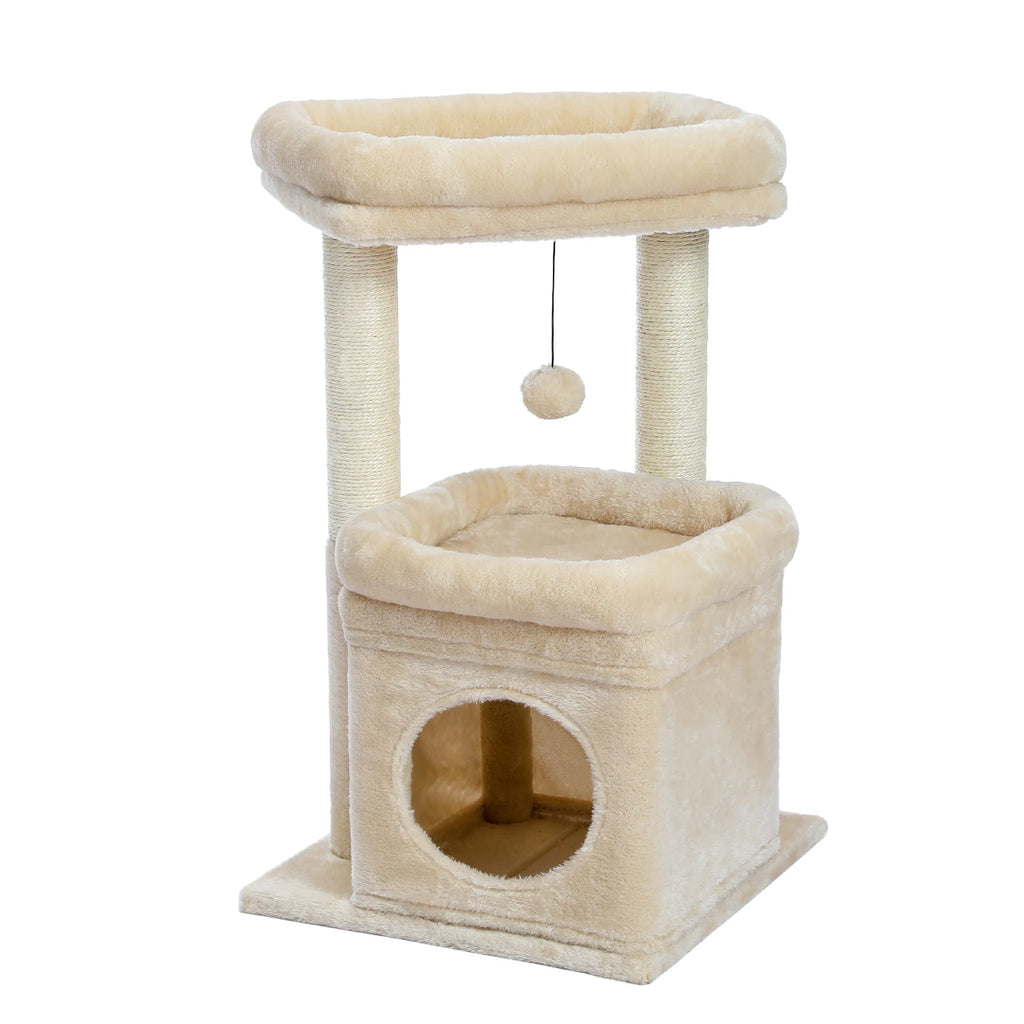 Arbre à Chat Compact 60-72 cm — Niche & Double Perchoir | Petit Coin