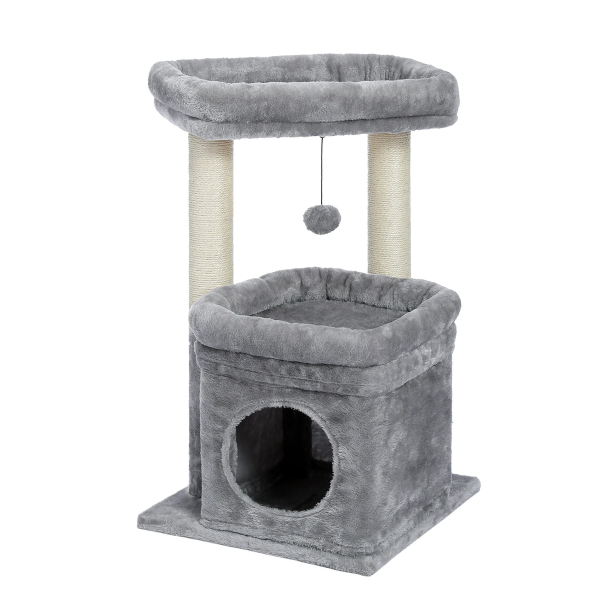 Arbre à Chat Compact 60-72 cm — Niche & Double Perchoir | Petit Coin