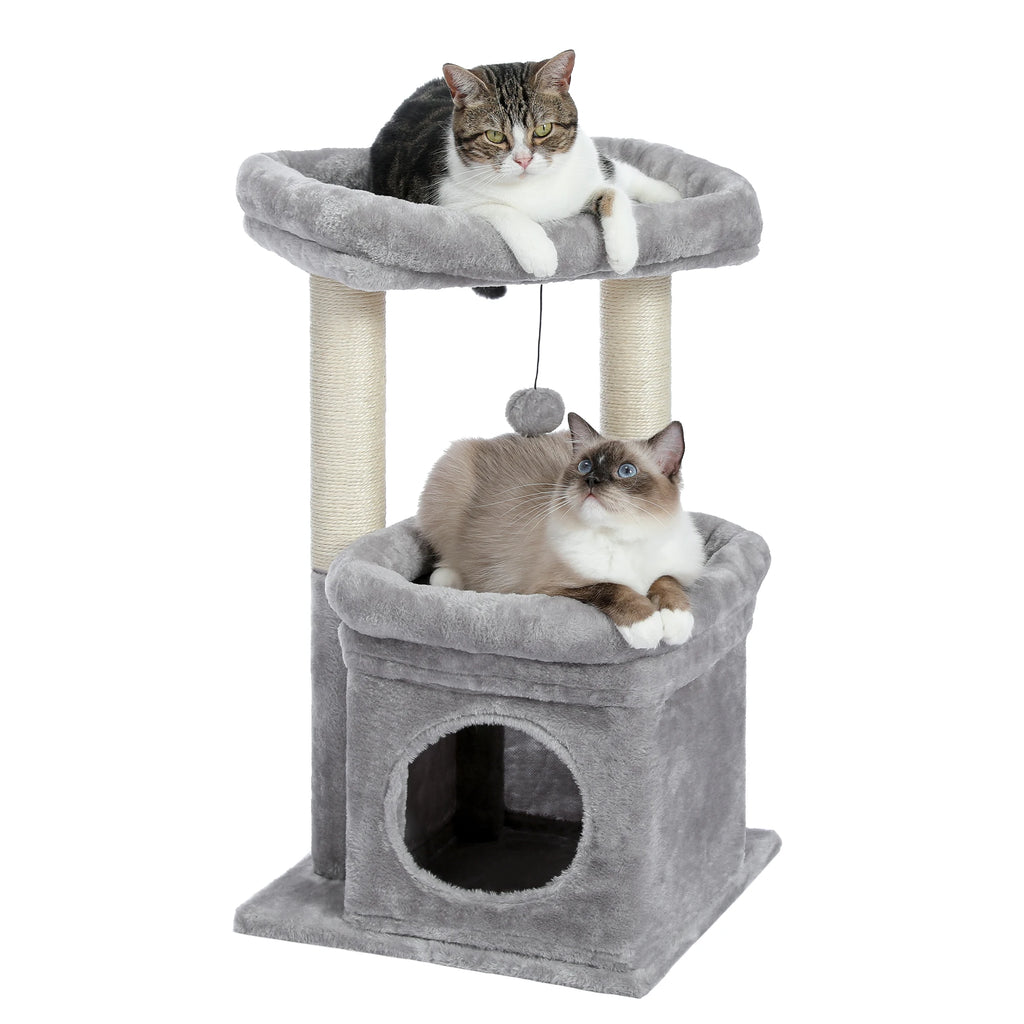 Arbre à Chat Compact 60-72 cm — Niche & Double Perchoir | Petit Coin