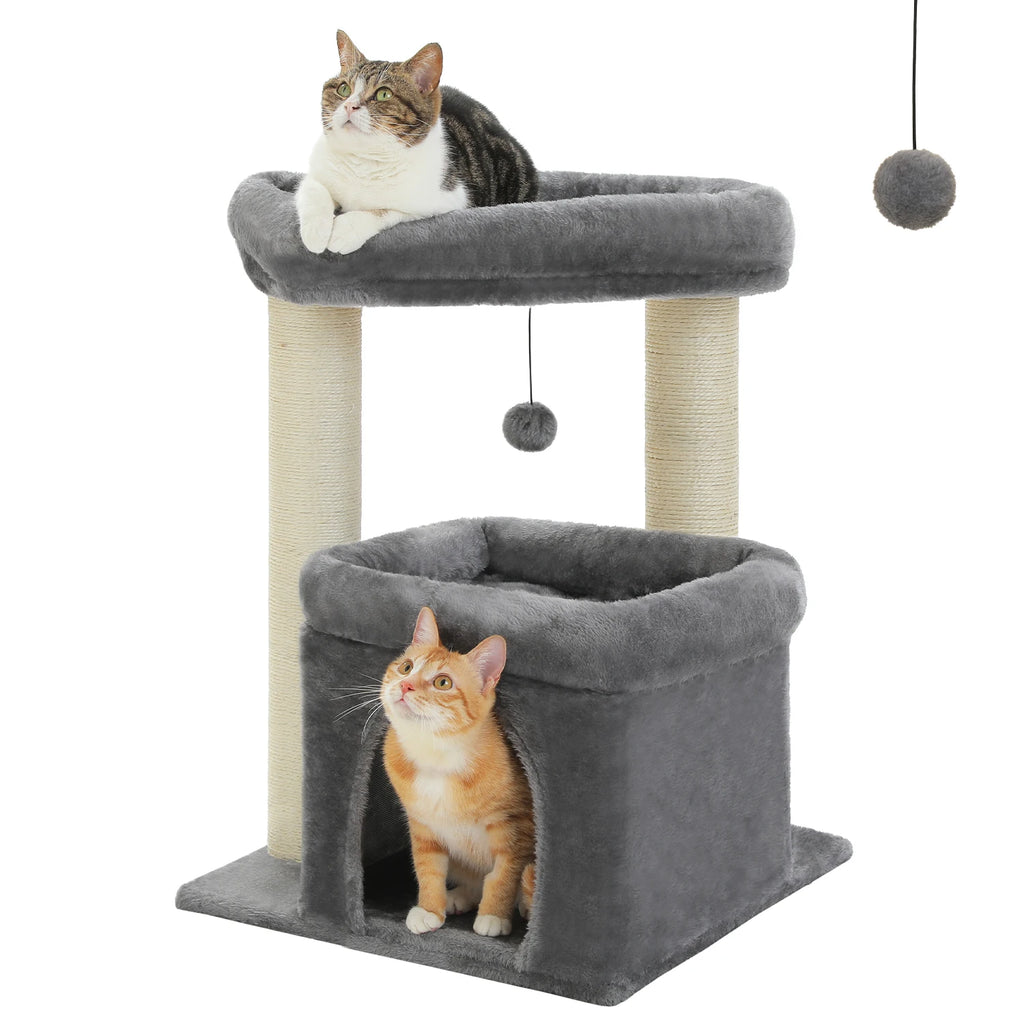 Arbre à Chat Compact 60-72 cm — Niche & Double Perchoir | Petit Coin