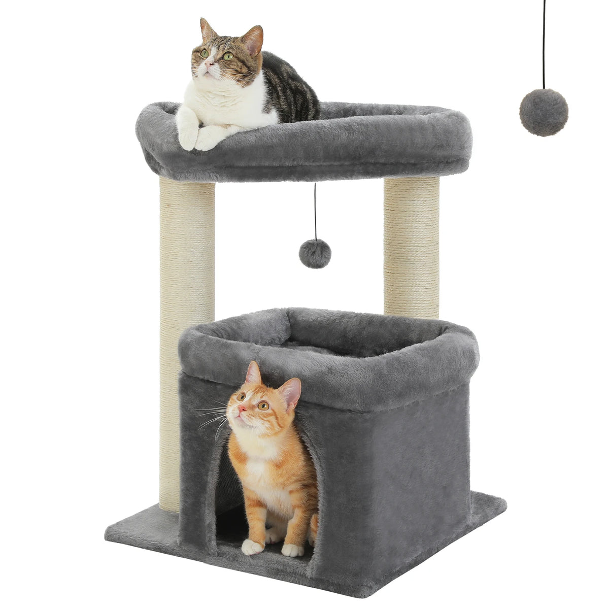 Arbre à Chat Compact 60-72 cm — Niche & Double Perchoir | Petit Coin