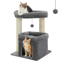 Arbre à Chat Compact 60-72 cm — Niche & Double Perchoir | Petit Coin
