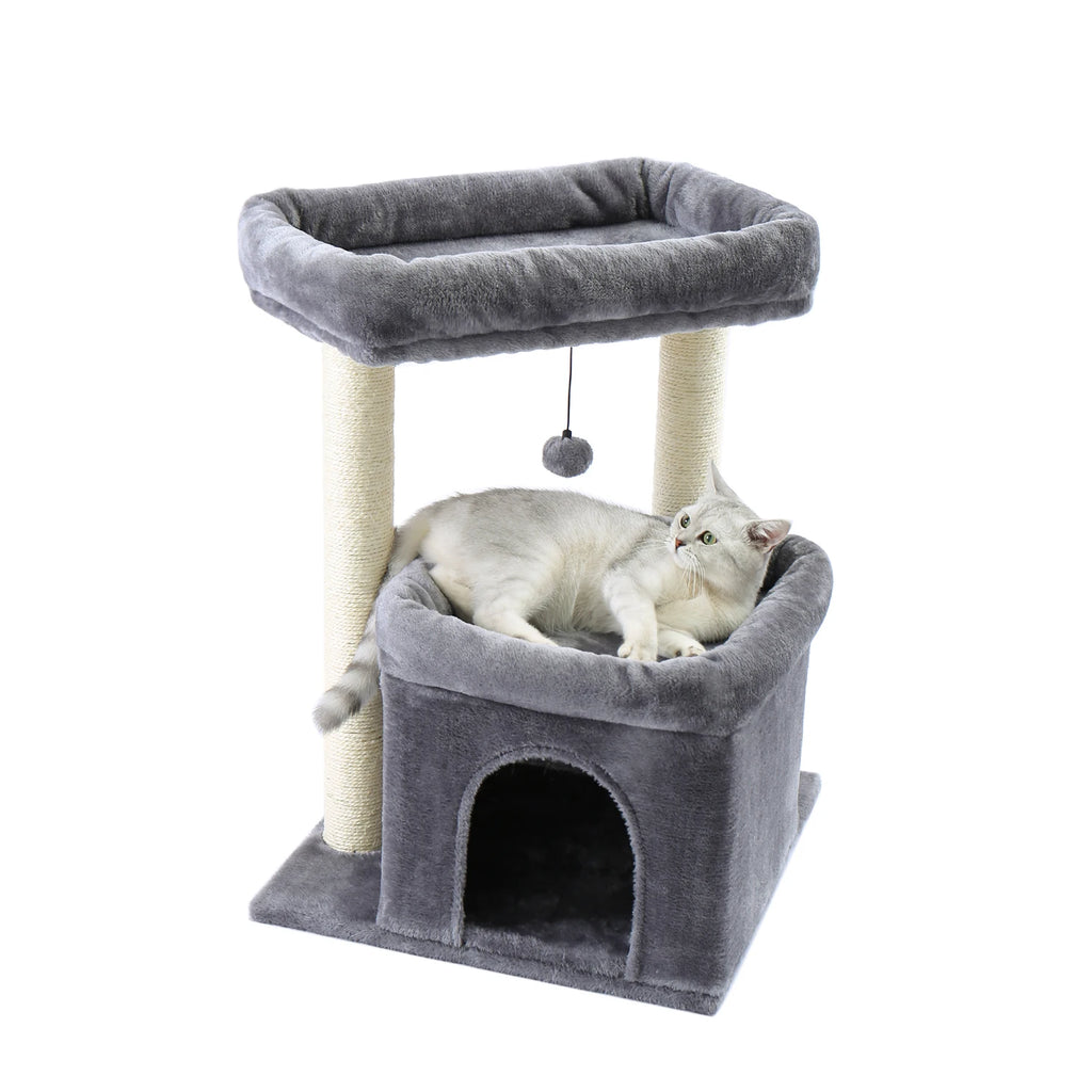 Arbre à Chat Compact 60-72 cm — Niche & Double Perchoir | Petit Coin
