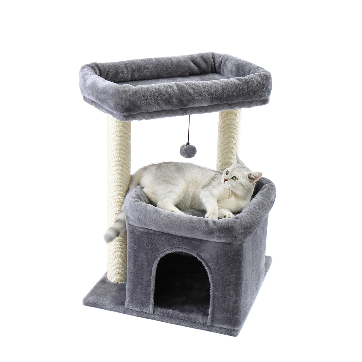 Arbre à Chat Compact 60-72 cm — Niche & Double Perchoir | Petit Coin