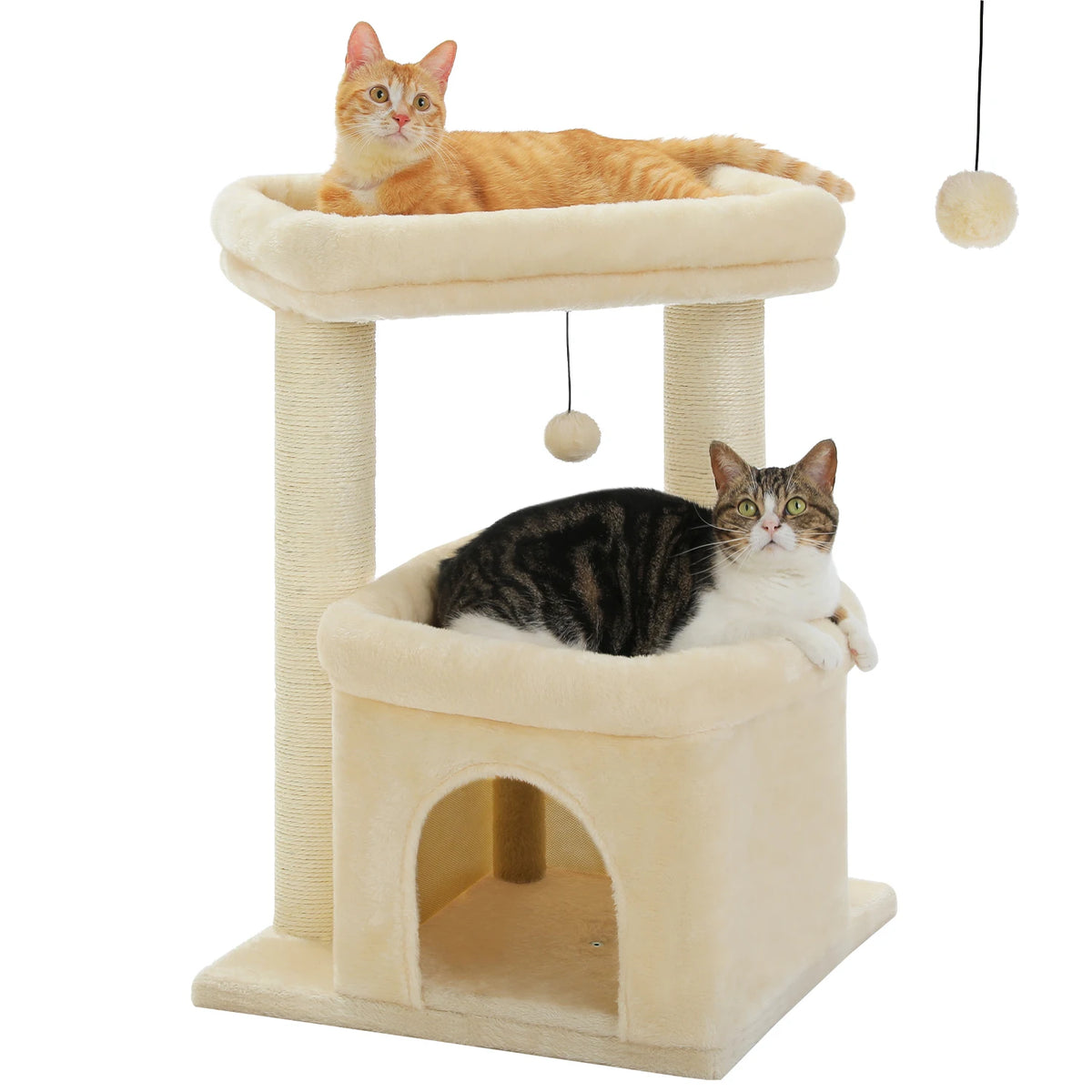 Arbre à Chat Compact 60-72 cm — Niche & Double Perchoir | Petit Coin