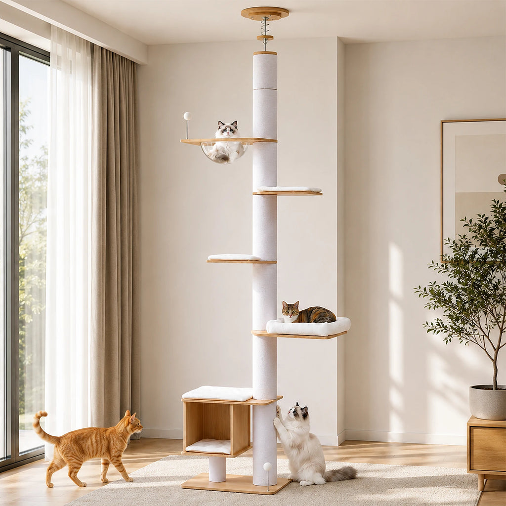 Arbre à Chat Sol-Plafond 232-284 cm — Capsules Acryliques | Skyline