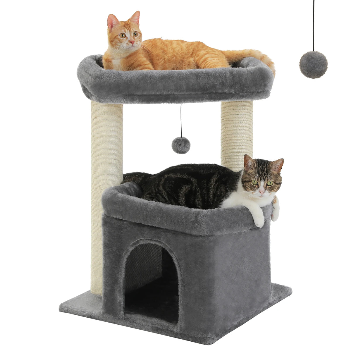 Arbre à Chat Compact 60-72 cm — Niche & Double Perchoir | Petit Coin