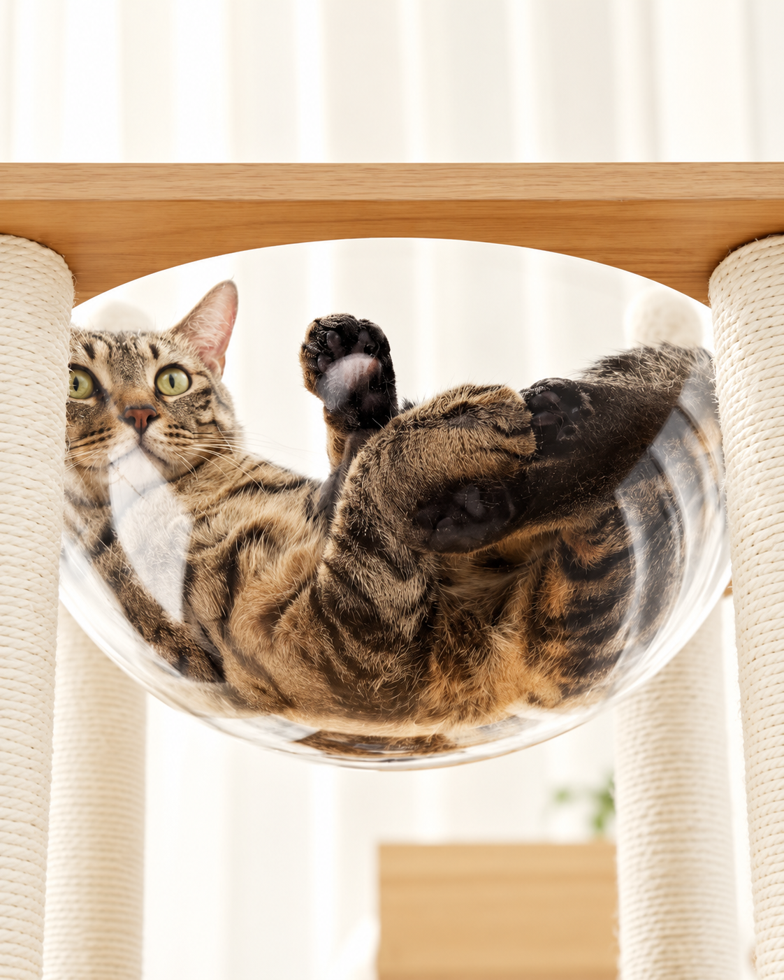 Arbre à Chat Bois Massif — Grand Chat, 5 Niveaux | Noyer