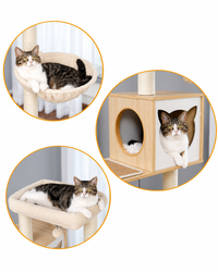 Arbre à Chat en Bois — Cache-Litière Intégré | Maison