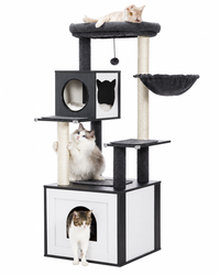 Arbre à Chat en Bois — Cache-Litière Intégré | Maison