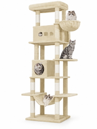 Grand Arbre à Chat 210 cm — 4 Poteaux Chanvre | Cordage