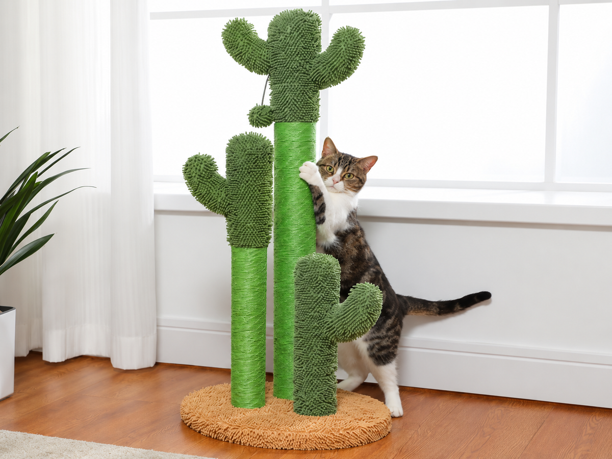 Griffoir Chat Cactus 83 cm — 3 Poteaux Sisal | Cactus