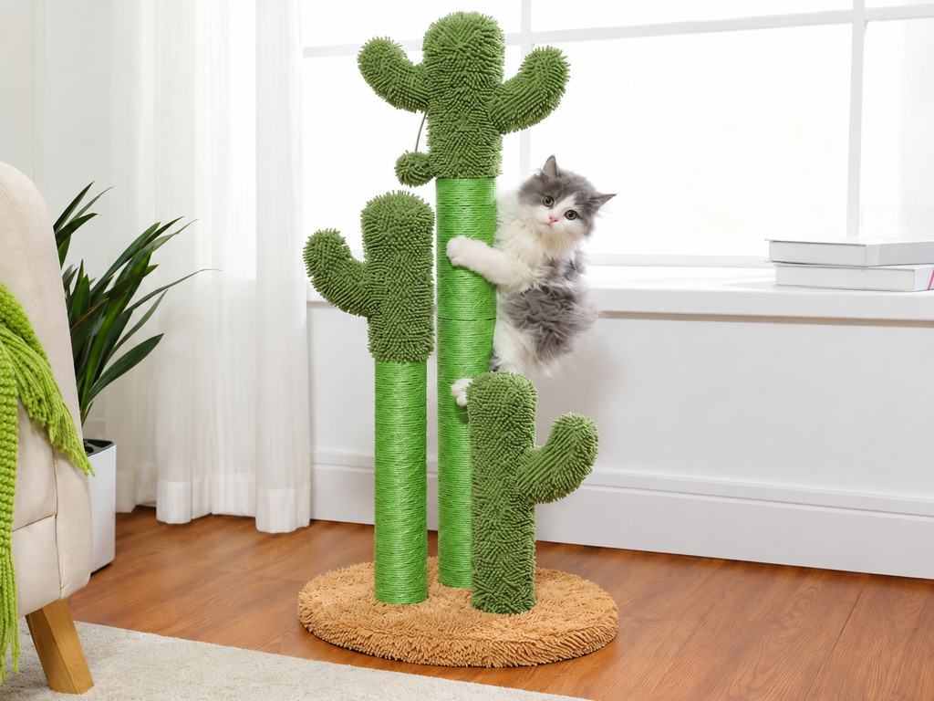 Griffoir Chat Cactus 83 cm — 3 Poteaux Sisal | Cactus