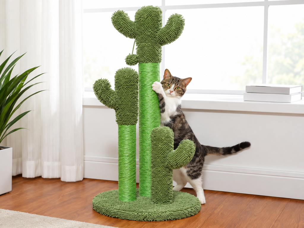 Griffoir Chat Cactus 83 cm — 3 Poteaux Sisal | Cactus
