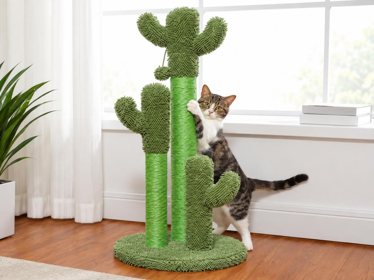 Griffoir Chat Cactus 83 cm — 3 Poteaux Sisal | Cactus