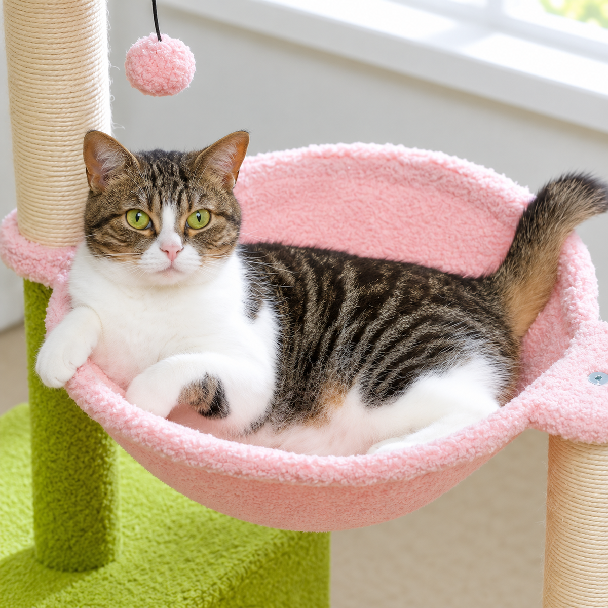 Arbre à Chat Fleur 89 cm — Hamac Métal | Bloom
