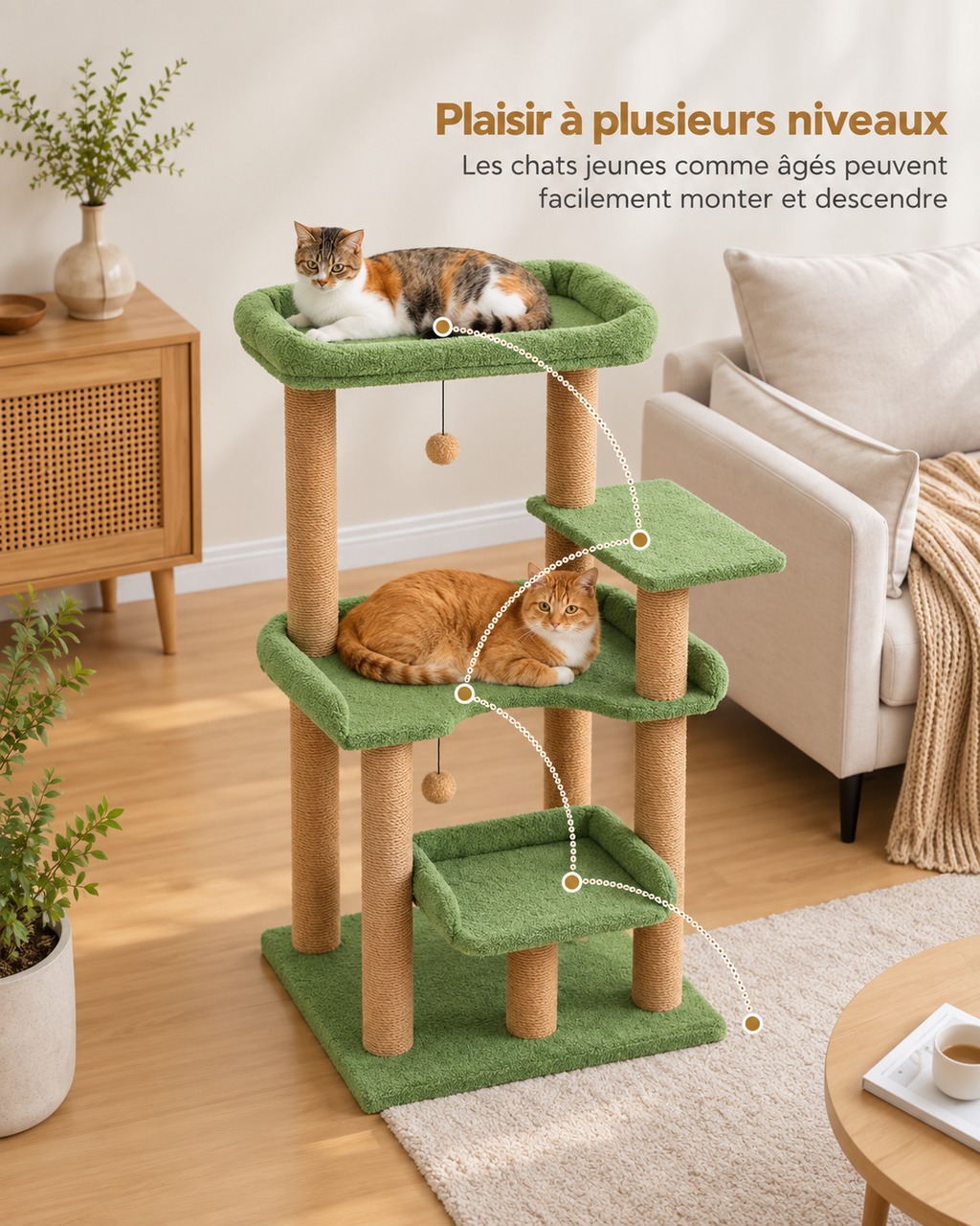 Arbre à Chat 110 cm — Plateformes Larges | Cosy Plus