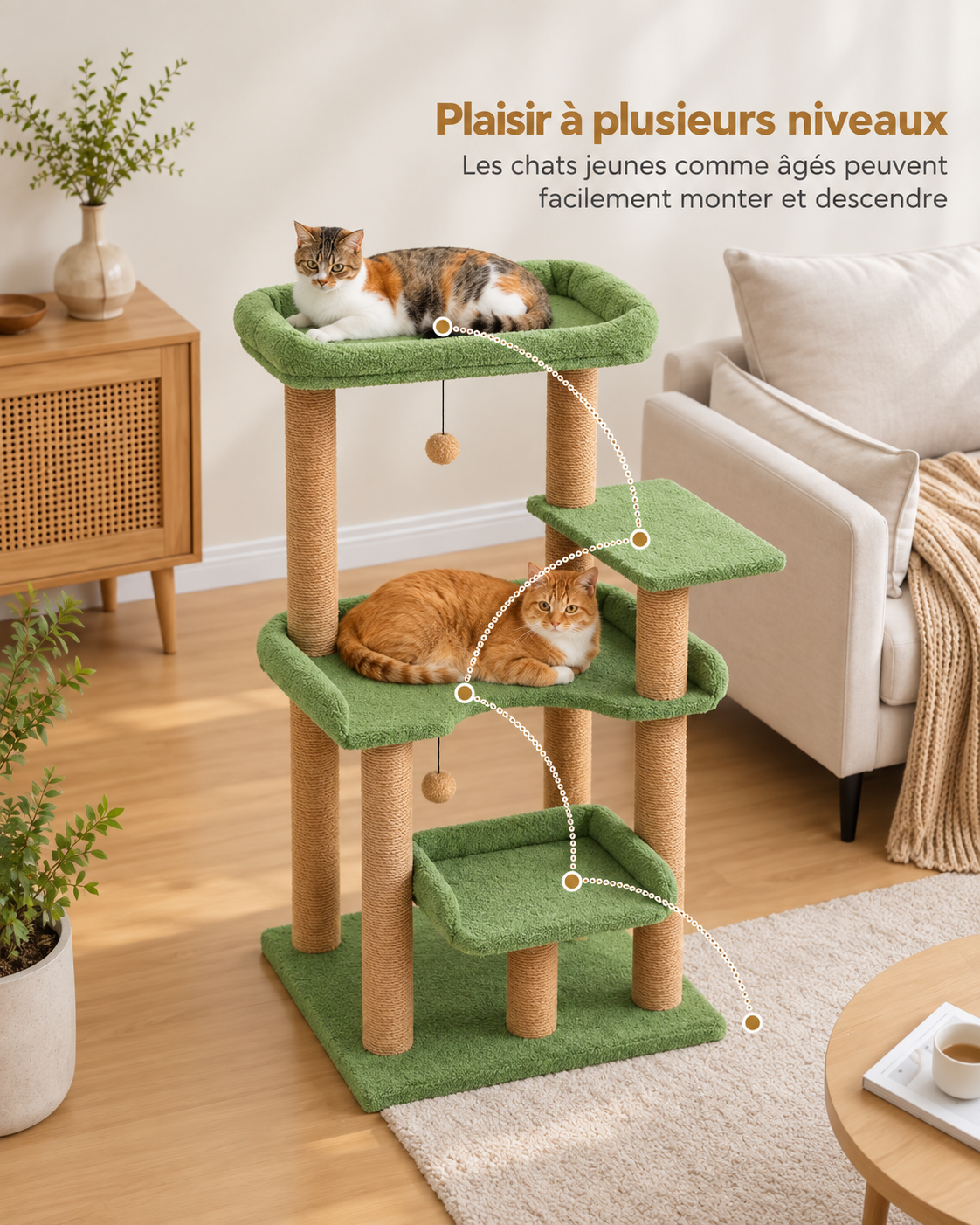 Arbre à Chat 110 cm — Plateformes Larges | Cosy Plus
