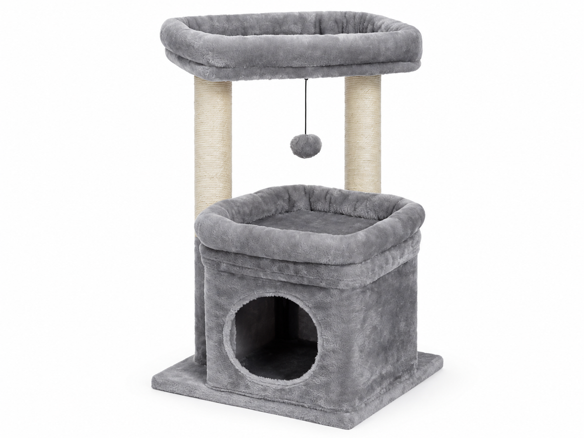 Arbre à Chat Compact 60-72 cm — Niche & Double Perchoir | Petit Coin
