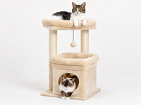 Arbre à Chat Compact 60-72 cm — Niche & Double Perchoir | Petit Coin