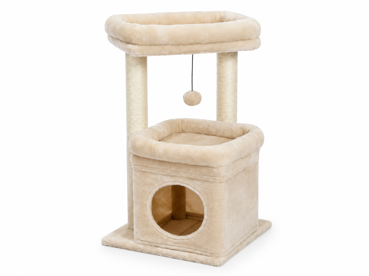 Arbre à Chat Compact 60-72 cm — Niche & Double Perchoir | Petit Coin