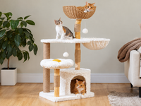 Arbre à Chat Bois Blanc 123 cm — Couchage Fleur | Lys