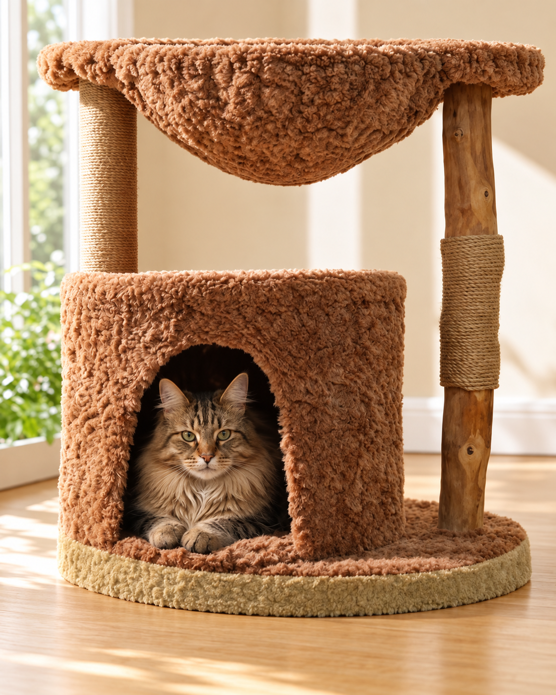 Arbre à Chat Bois & Osier 150 cm — Grand Panier Osier | Osoria
