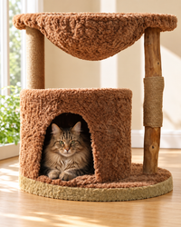 Arbre à Chat Bois & Osier 150 cm — Grand Panier Osier | Osoria