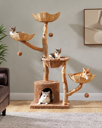 Arbre à Chat Bois & Osier 150 cm — Grand Panier Osier | Osoria