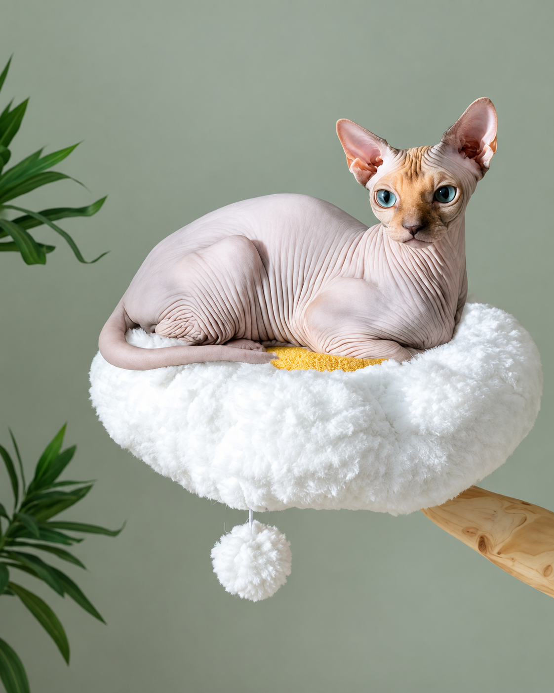 Arbre à Chat Bois & Osier 150 cm — Grand Panier Osier | Osoria
