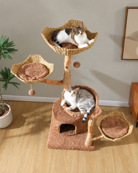 Arbre à Chat Bois & Osier 150 cm — Grand Panier Osier | Osoria