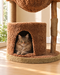 Arbre à Chat Bois & Osier 102 cm — Grand Panier Tressé | Tressage