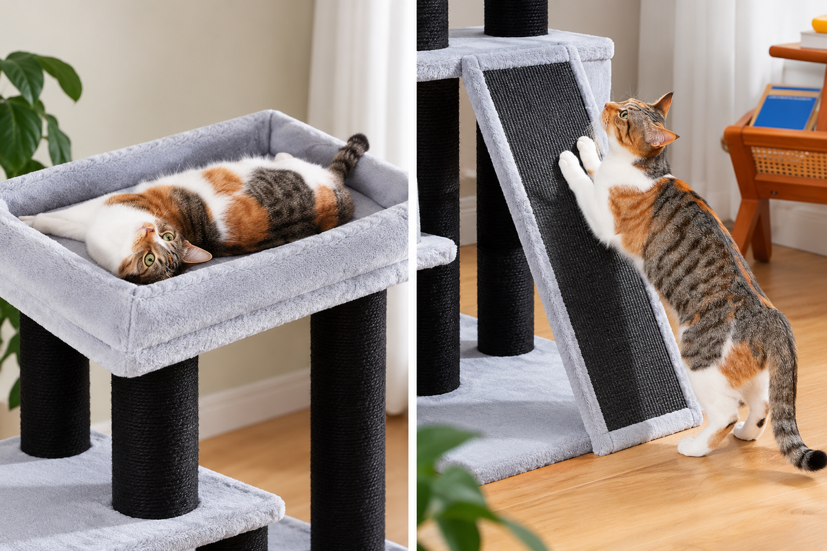 Arbre à Chat Maine Coon 170 cm — 4 Poteaux Sisal | Robusto