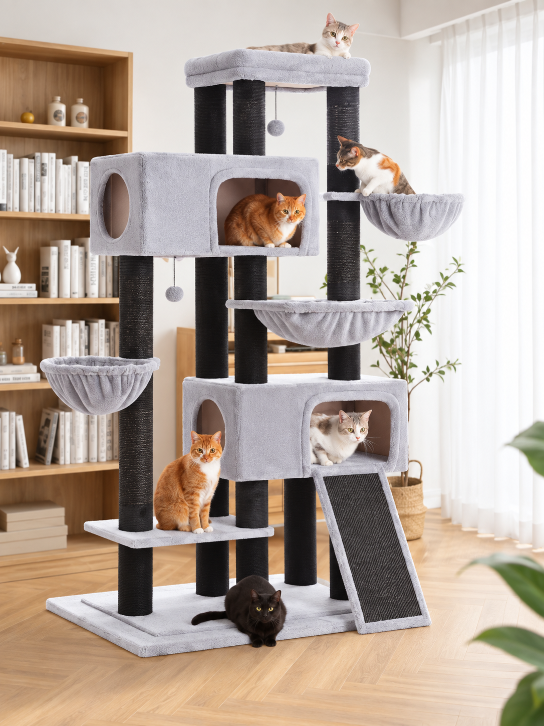 Arbre à Chat Maine Coon 170 cm — 4 Poteaux Sisal | Robusto