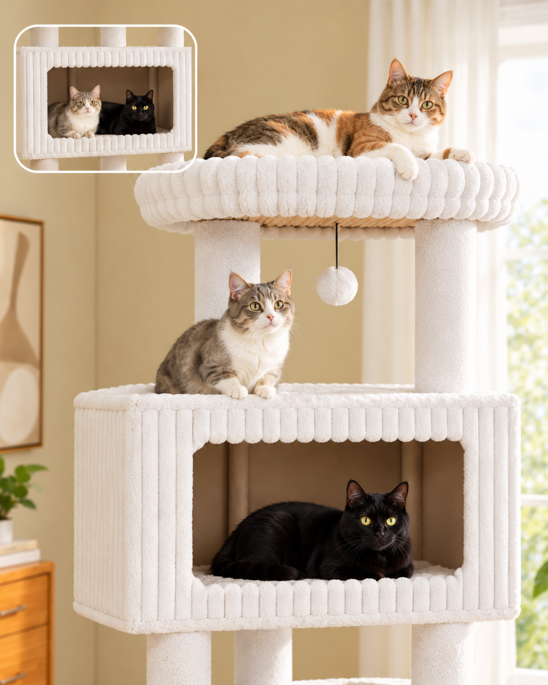 Arbre à Chat Maine Coon 170 cm — 4 Poteaux Sisal | Robusto