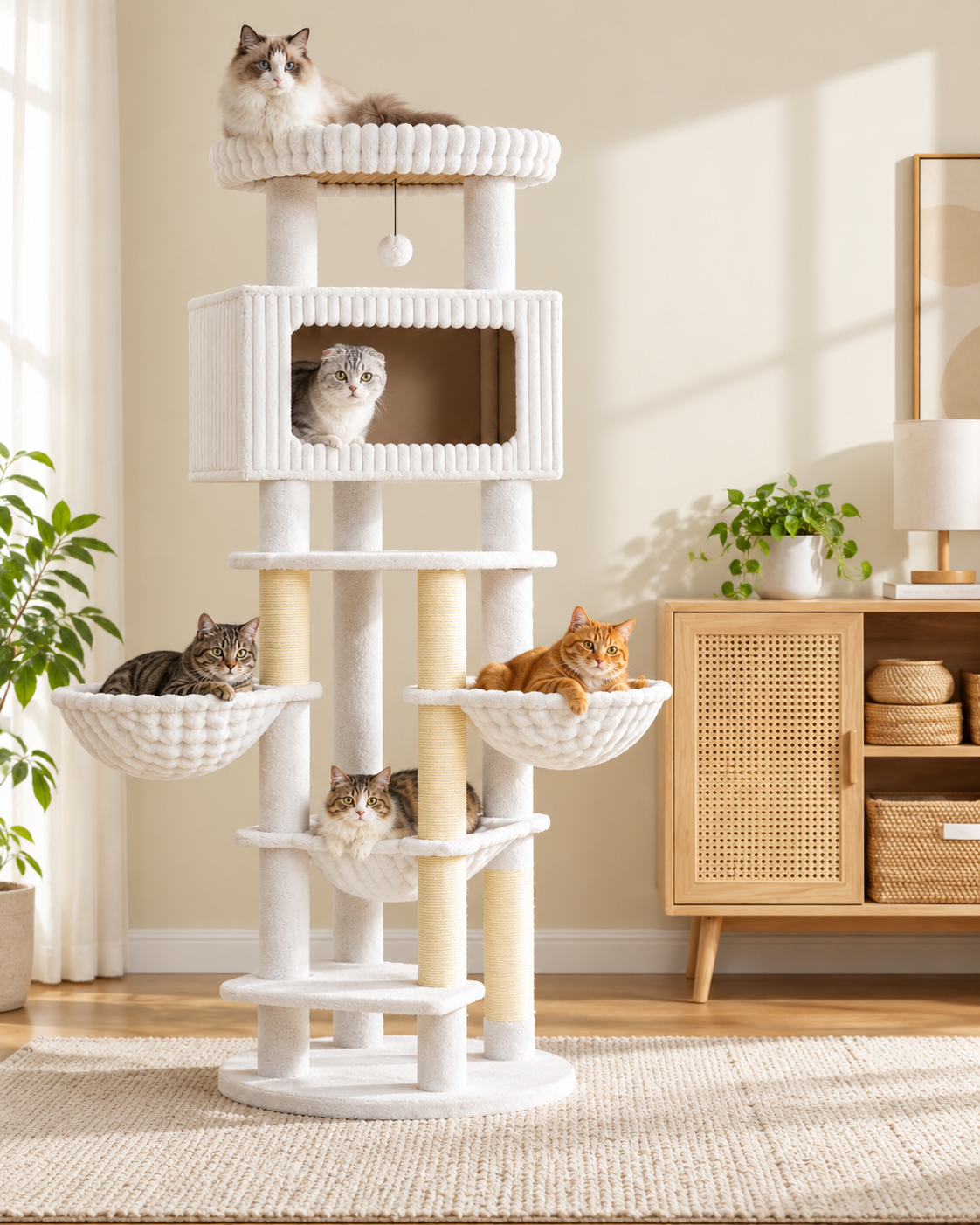 Arbre à Chat Maine Coon 170 cm — 4 Poteaux Sisal | Robusto