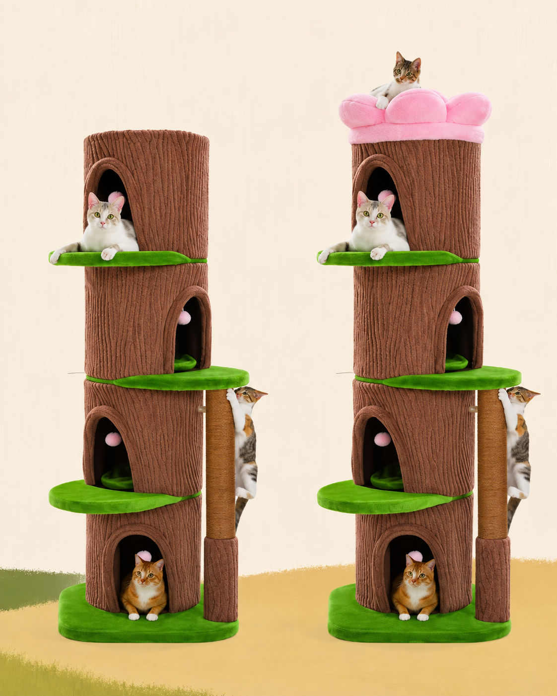 Arbre à Chat XL 136-174 cm — 4 Niches | Manoir