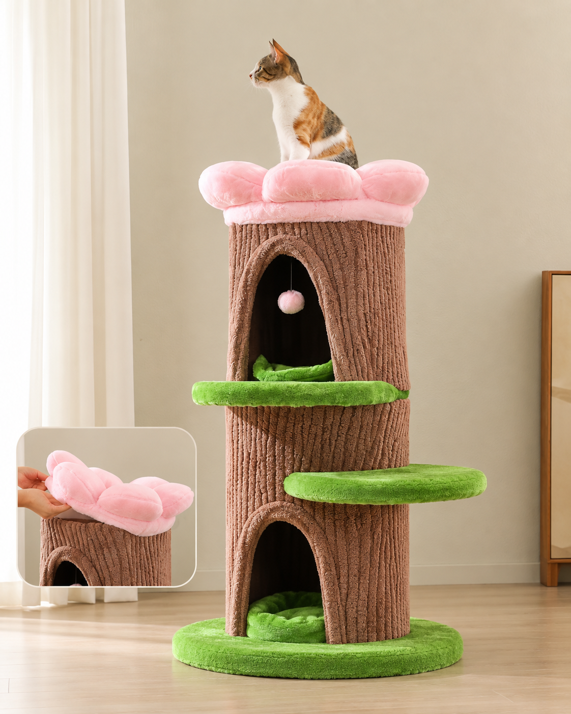 Arbre à Chat XL 136-174 cm — 4 Niches | Manoir