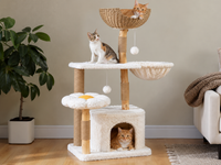 Arbre à Chat Bois & Osier — Grand Panier Tressé | Rotin