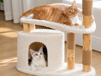 Arbre à Chat Bois & Osier — Grand Panier Tressé | Rotin